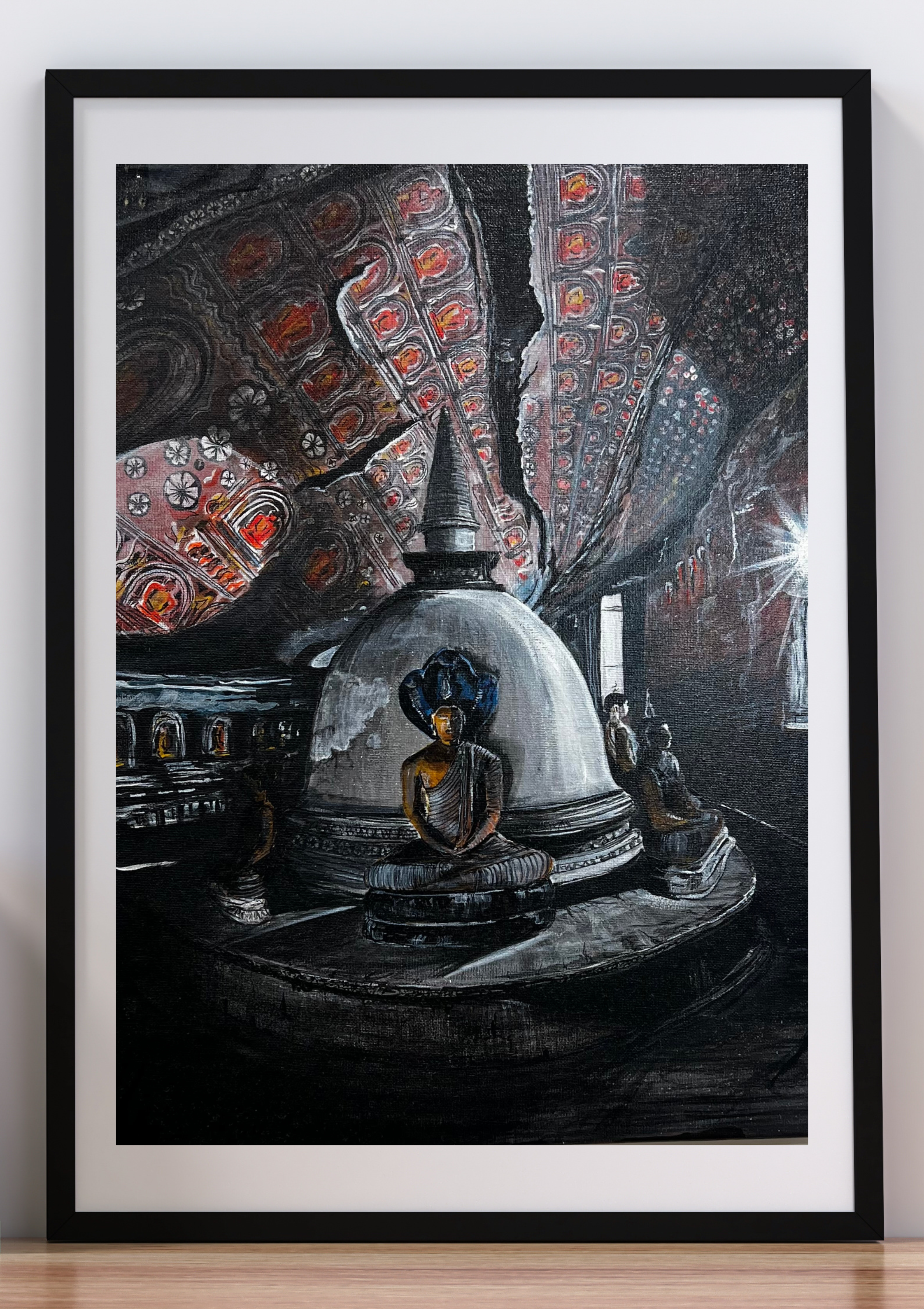 Lotus & Silence - 10" x 20" Acrylic painting