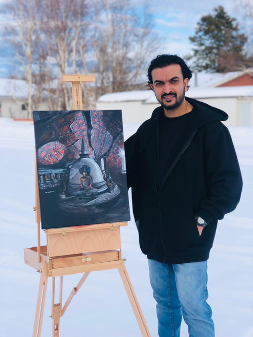 Lotus & Silence - 10" x 20" Acrylic painting